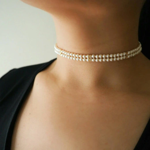 Fashion Stylish Handmade Minimalist Beaded Pearl Necklace Women Choker Jewelry