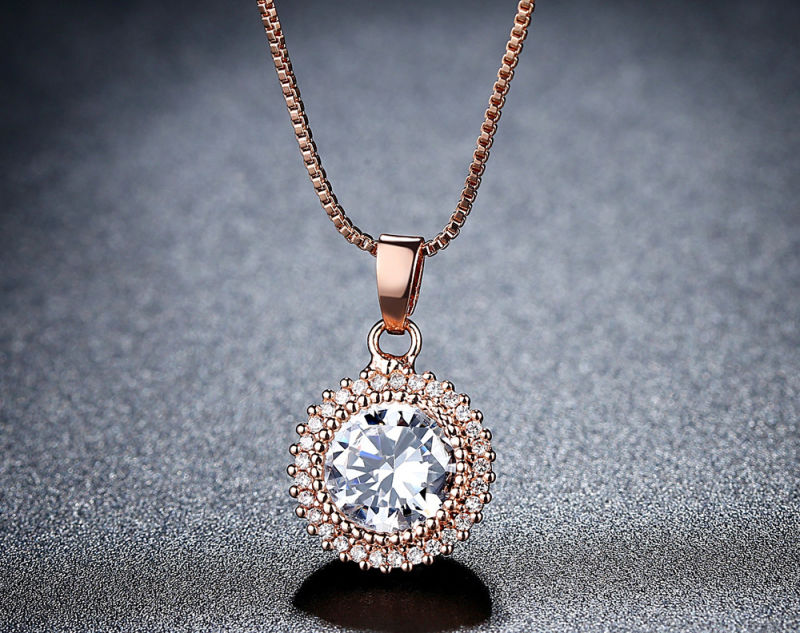 2018 New Arrived Copper Alloy Jewelry Necklaces Colorized Zircon Sun Flower Pendant Necklace for Women