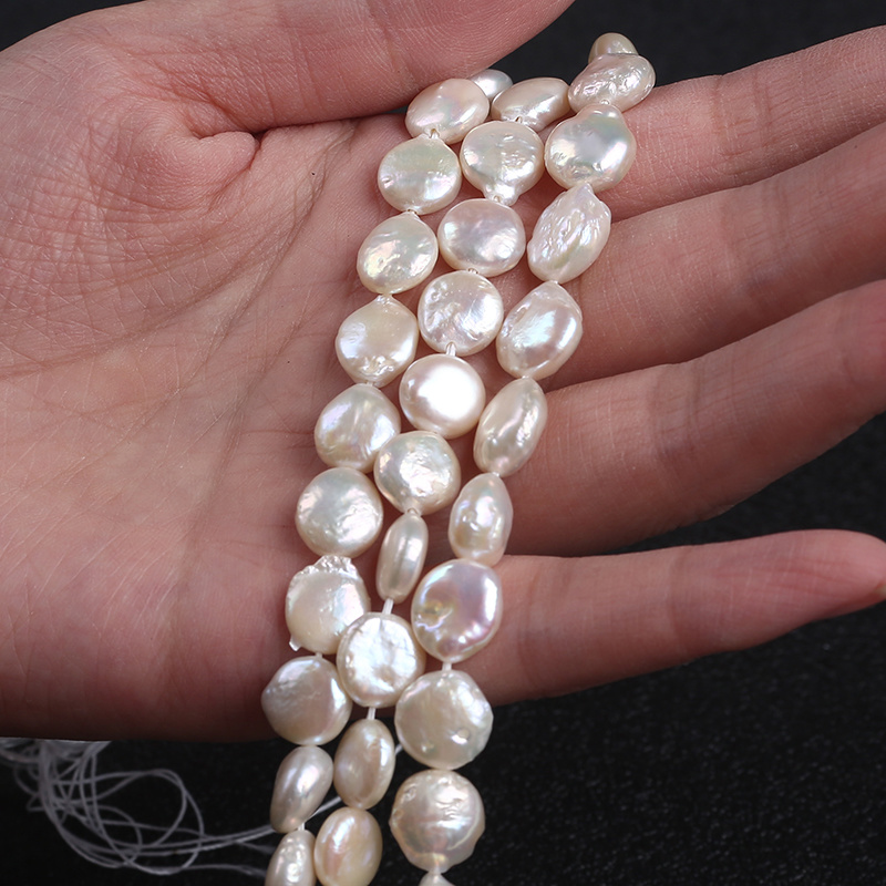 9-10mm Coin Shape Freshwater Pearl String