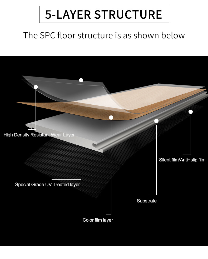 6 mm-8 mm Eco Friendly Luxury Waterproof Wood Spc Flooring