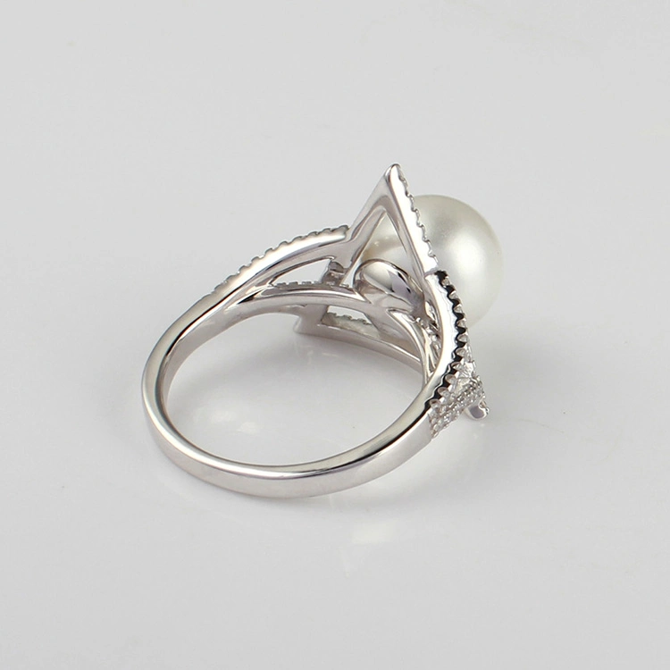 925 Silver Jewelry Hotselling Silver Pearl Jewellery Triangle Shape Ring