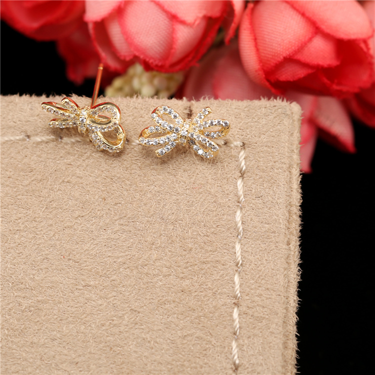 Bowknot Earrings Jewelry 925 Silver Minimalist Earrings Flower Stud Earrings