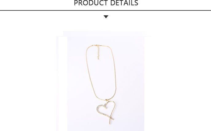 Fashion Jewelry Heart-Shaped Gold Pendant Necklace with Rhinestone