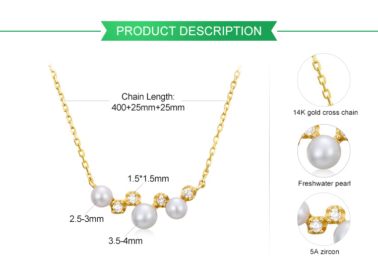 Hot Sale 14 Karat Gold Jewelry Necklace Fine Gold Freshwater Pearl Necklace for Women