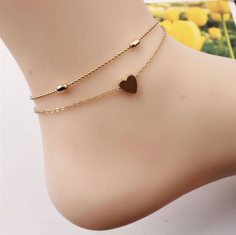 Fashion Anklets Foot Jewelry Ankle Bracelet Beach Heart Initial Gold Chain Anklets for Women