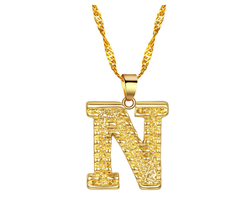 New Initial Necklace Creative Design Women 26 Alphabet Bamboo Gold Plated Initial Necklace