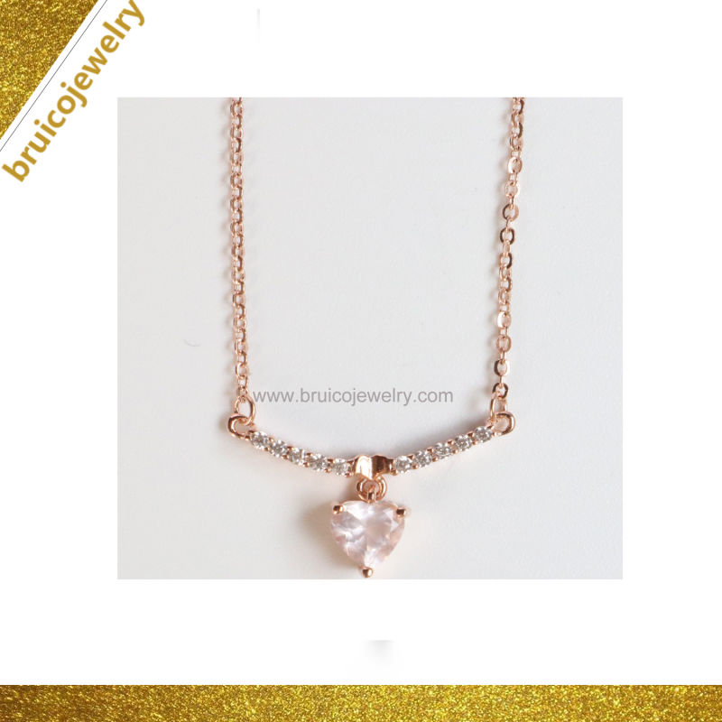 Wholesale Fashion 925 Sterling Silver Jewelry Rose Gold Plated Jewellery Pendant Necklace with Diamond