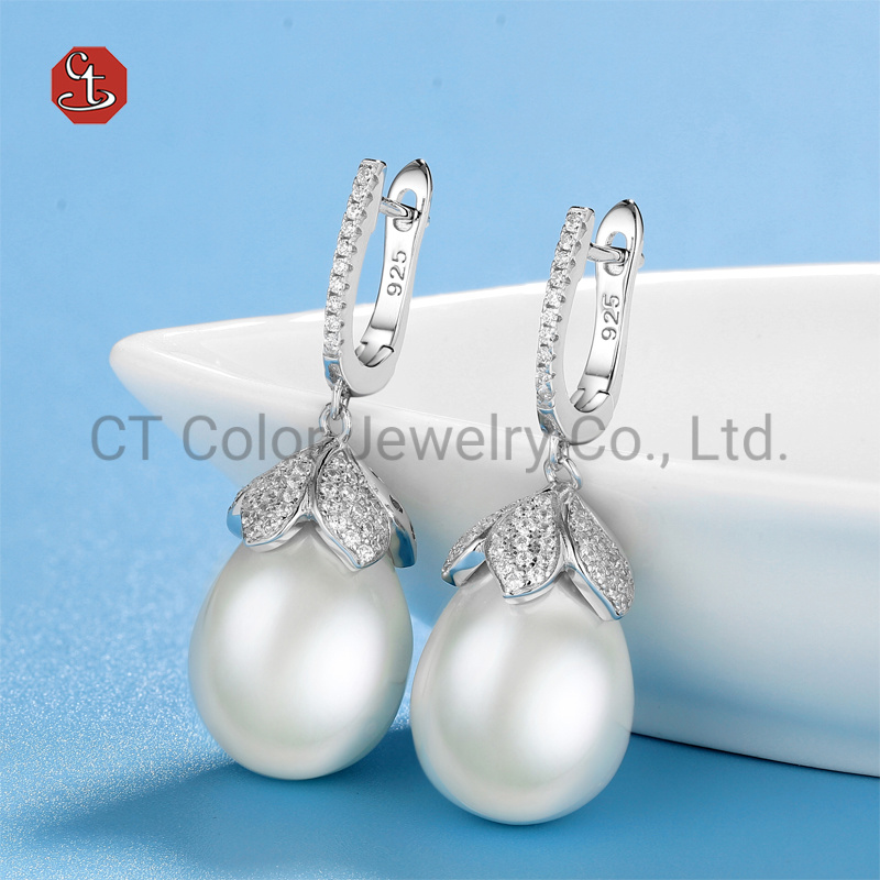 Fashion Jewelry 925 Silver Pearl Drop Jewelry Pearl Earrings