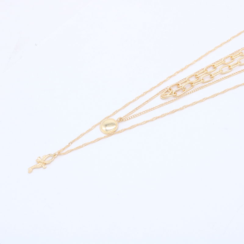 Fashion Jewelry Egypt Gold Snake Cross Pendant Layered Necklace