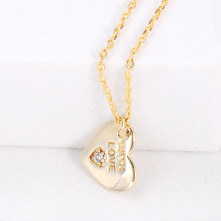 Yellow Gold Necklace Heart Shape Necklace for Women
