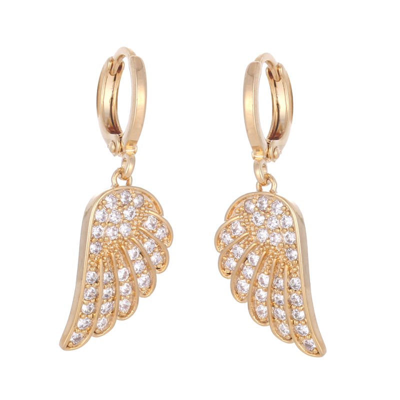 New Elegant Silver Gold Angle Wing Dangle Earrings for Women Girls CZ Inlay Dropping Earrings for Women