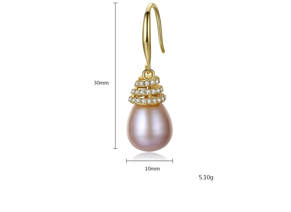 Elegant 18K Gold Plated Sterling Silver Freshwater Pearl Drop Earrings