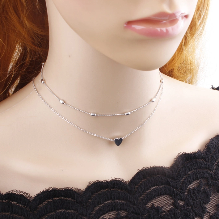 Silver Gold Color Choker Necklace for Women Love Heart Jewelry Fashion Necklaces