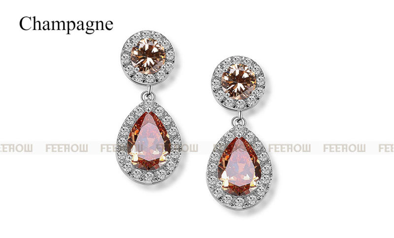 Simple Zirconia Stone Zircon CZ Stud Ear Rings Brass Drop Studs Earrings Jewelry Earring