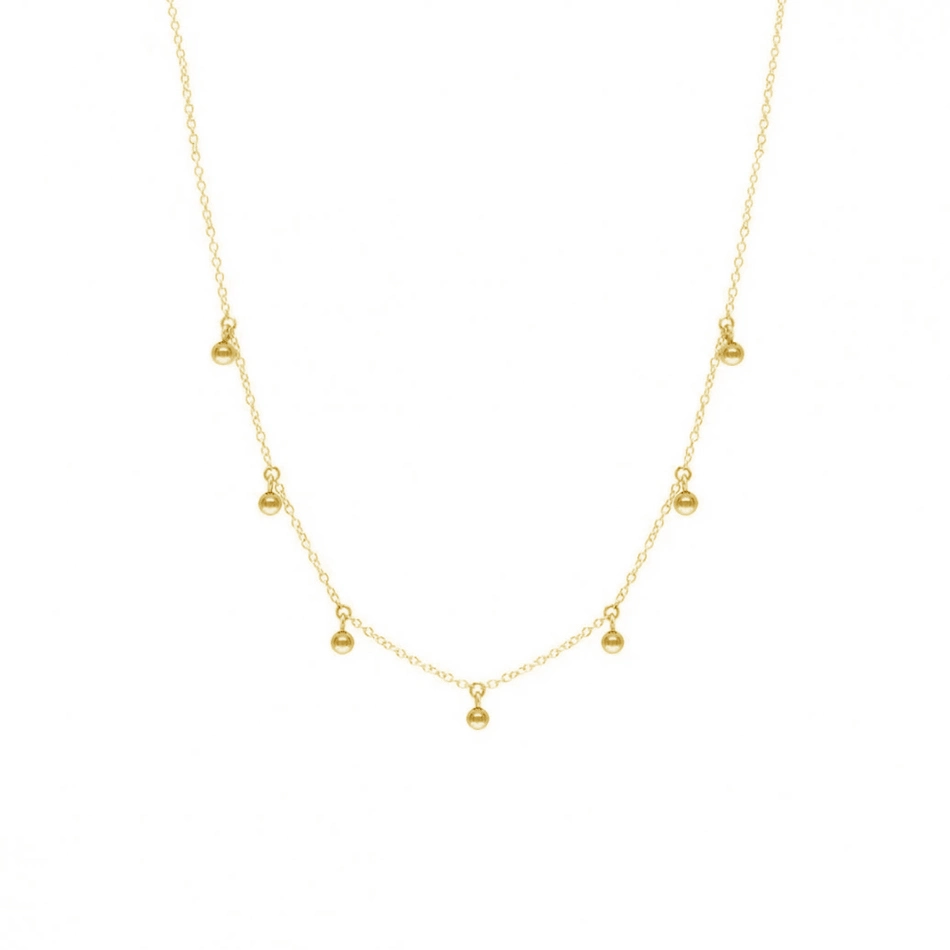 18K Gold Plated Fashion Necklace Jewelry 925 Sterling Silver Shaker Ball Choker Necklace