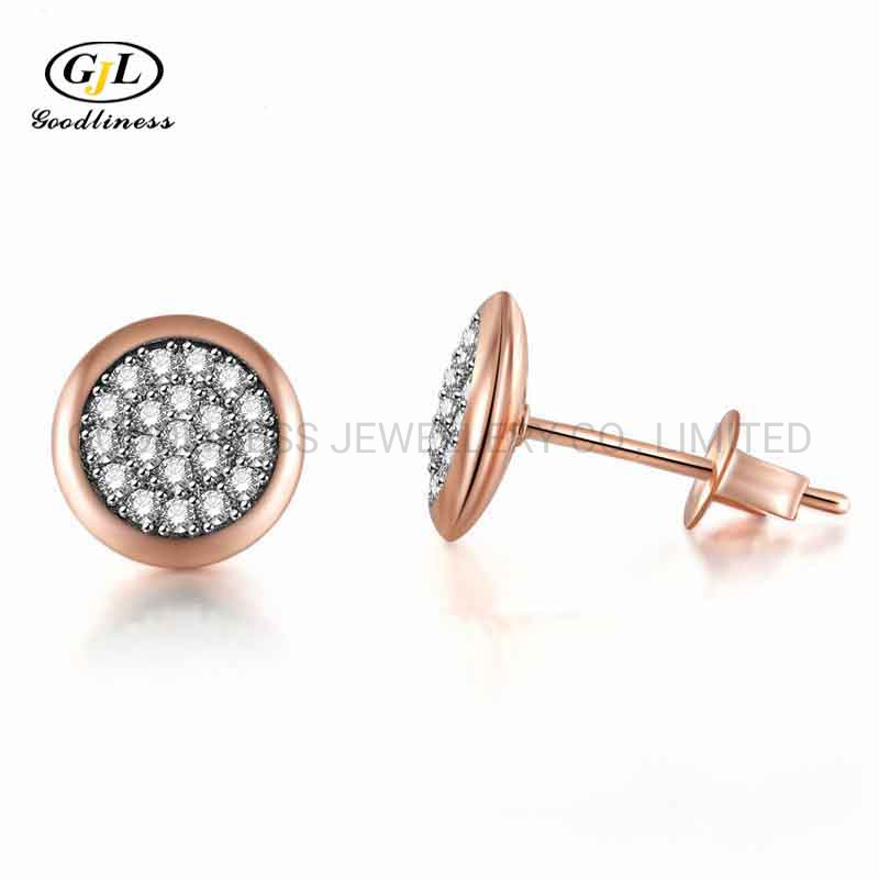 Simple Micro Pave Setting 925 Silver Stud Earrings with AAA CZ