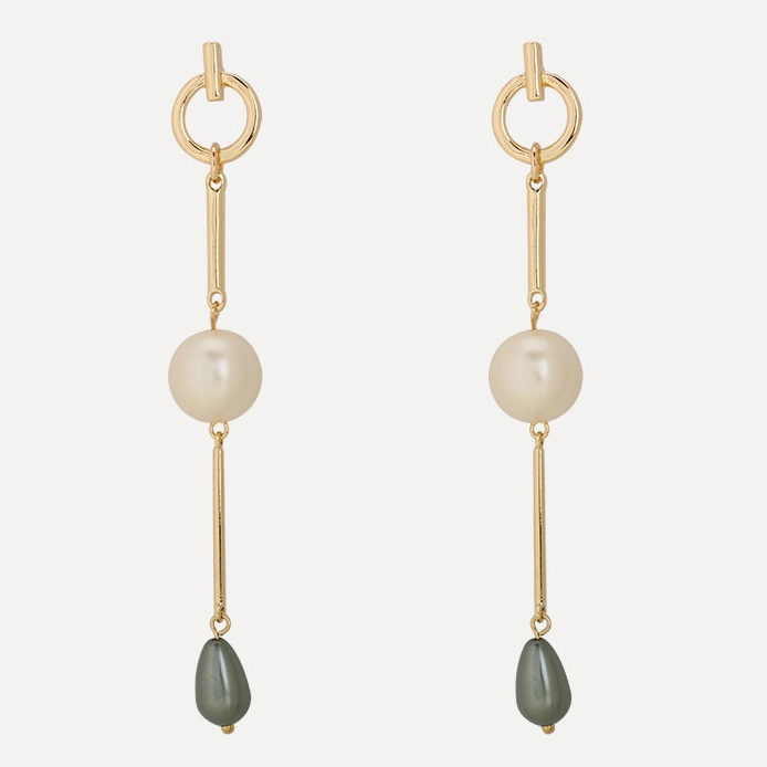 2018 Women Jewelry Fashion Design Long Chain Gold Pearl Earrings Design for Girls