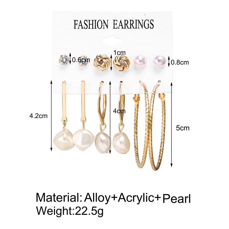 Oversize Geometric Pearl Hoop Earrings for Women Gold Twist Earring Set Brincos Big Circle Leopard Fashion Jewelry