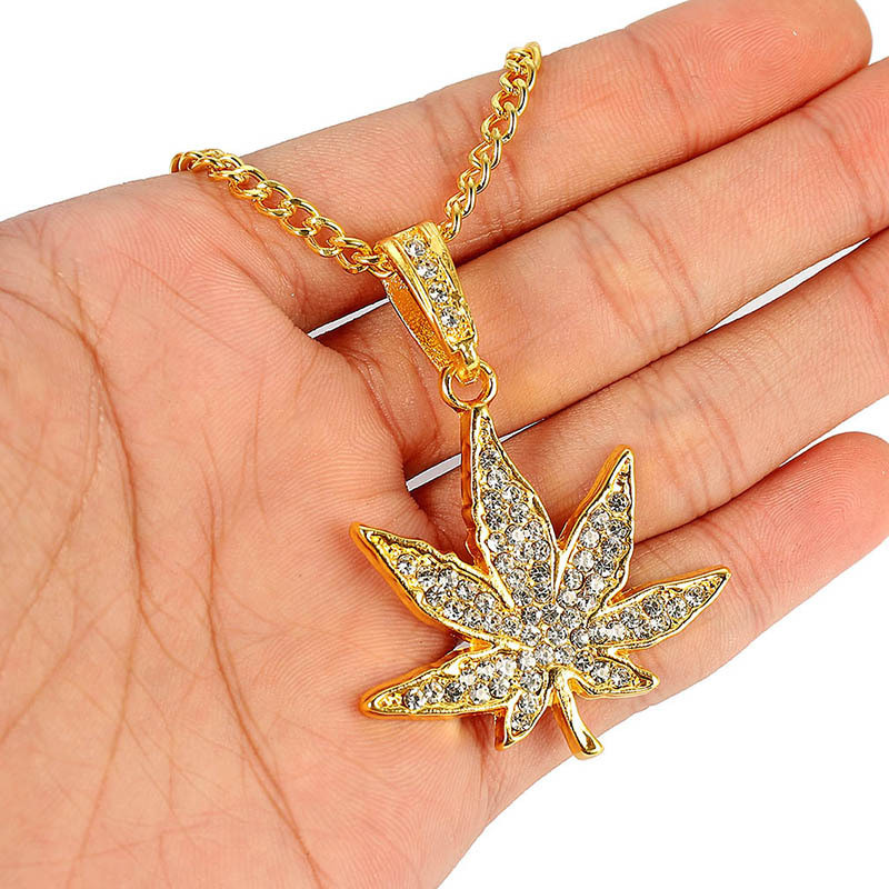 Popular Hip Hop Style Gold Necklace Maple Leaf Necklace for Women Men