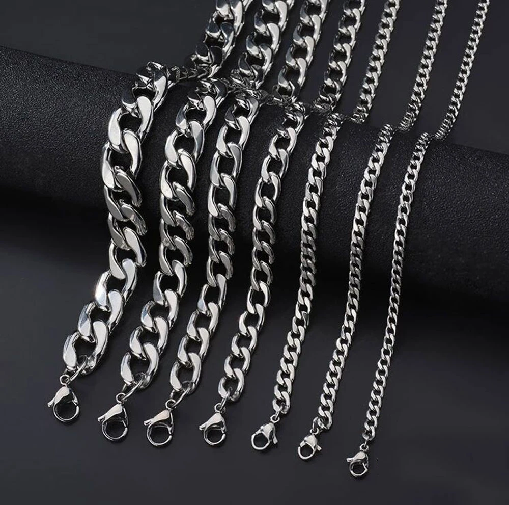 Wholesale High Quality Gold Plated Jewelry Necklace Men Stainless Steel Jewelry Cuban Link Chain