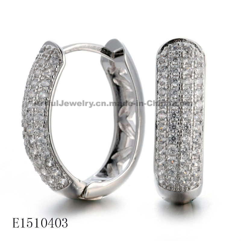 Fashion Jewelry/Silver Jewelry/Jewellery/Gift Clear CZ Huggie Earring for Women