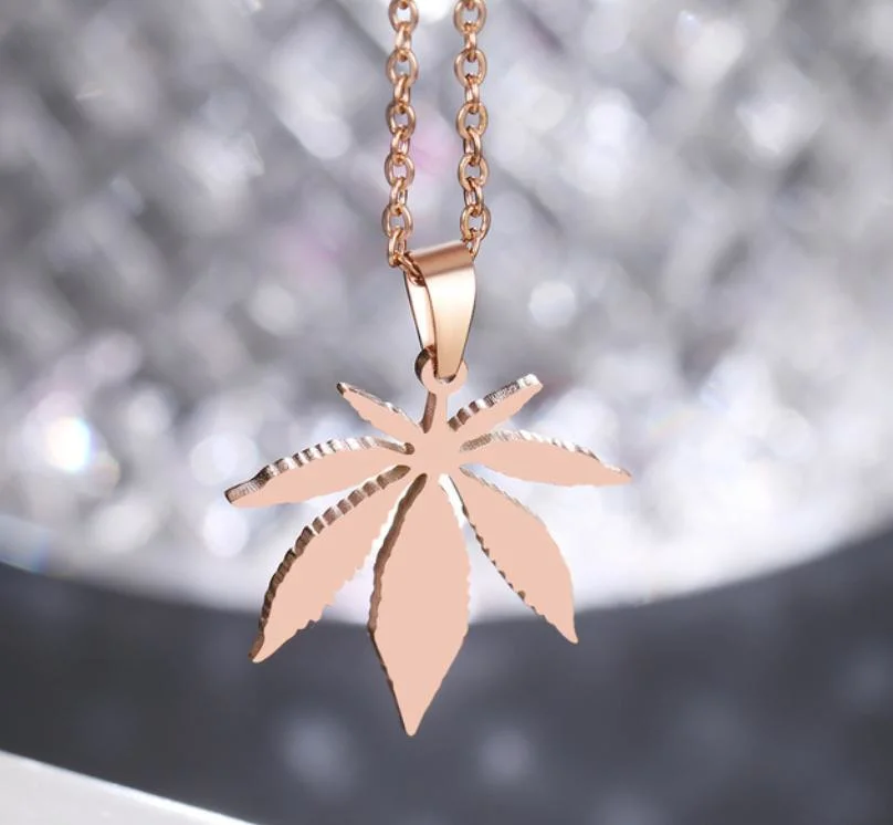 for Women Man Maple Leaf Choker Pendant Necklace Engagement Jewelry Stainless Steel Chains Necklaces
