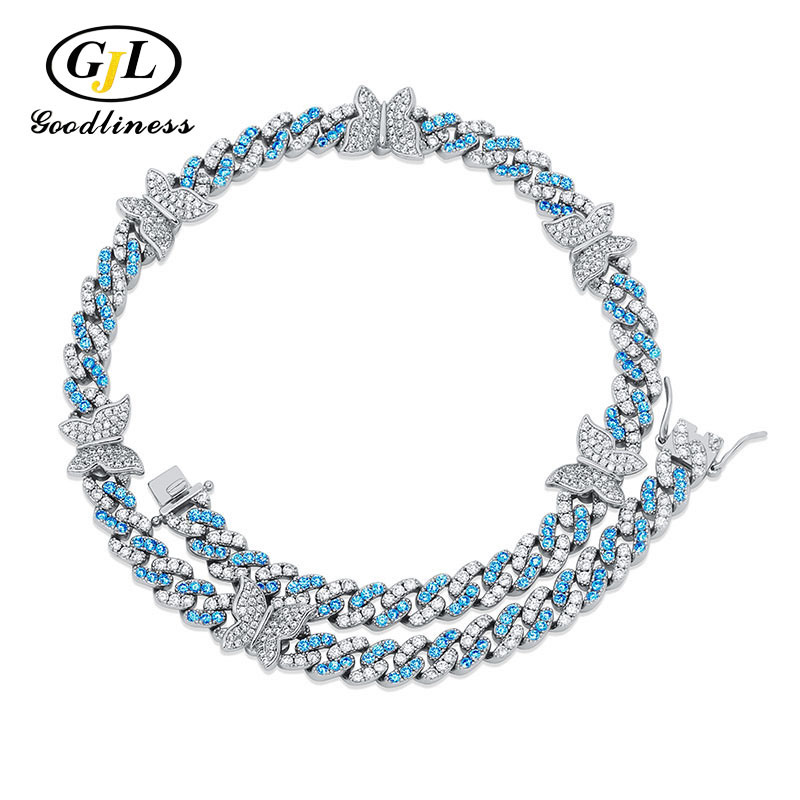 Wholesale Butterfly Chain Necklace Blue Cubic Zirconia Fashion Jewellery