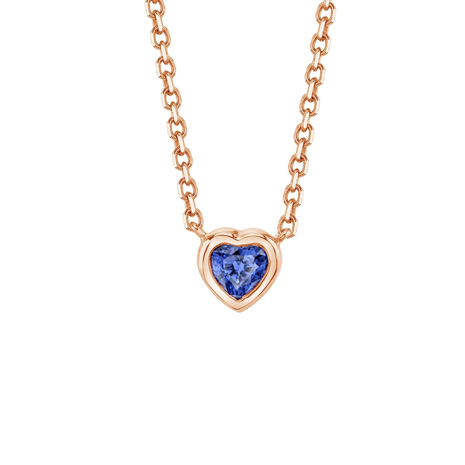 High Quality 925 Sterling Silver Jewelry 14K Gold Plated Fashion Blue Sapphire Heart Necklace