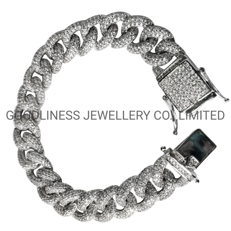 Fashion Hip Hop Jewelry 12mm Multi Color Iced out Cuban Chain Bracelets (BT6877)