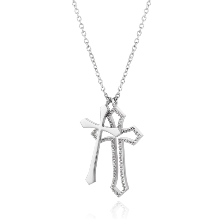 Christian Religion Double Cross Women Necklace Jewelry
