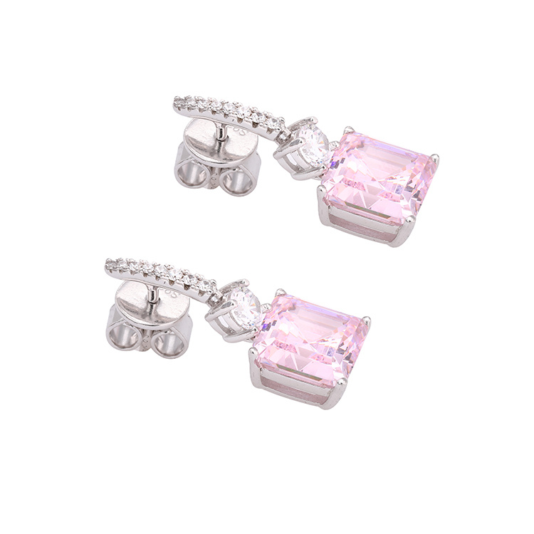 Pink Diamond Earrings 925 Silver Jewelry Earrings for Women