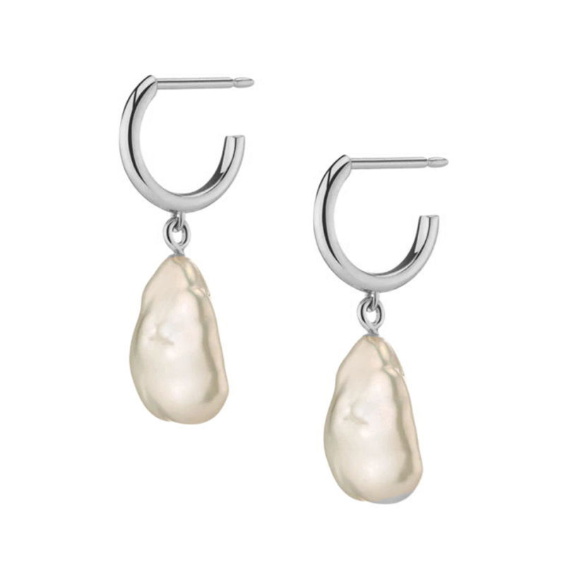Fashion 925 Sterling Silver 18K Gold Plated Pearl Drop Earring