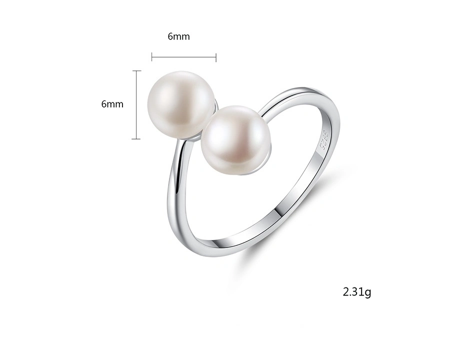 Daily Simple 925 Silver Double Freshwater Pearls Finger Rings