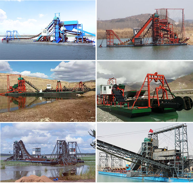 Small Chain Bucket Dredger with 150m3/H Sand/Gold Dredging Capacity