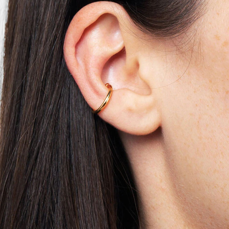 Wholesale 925 Sterling Silver Fashion Women Jewelry Simple 18K Gold Plated Ear Cuff Earring