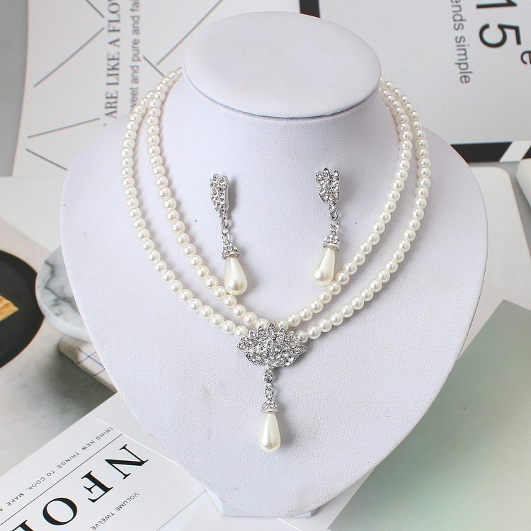 Fashion Temperament Wedding Accessories Pearl Necklace Bridal Jewelry Set