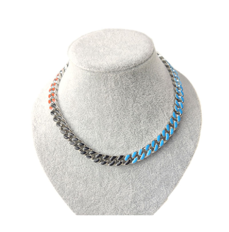 Wholesale Unisex Colorful 12mm Cuban Link Chain Mens Necklace Chain