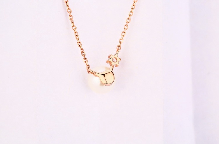 Minimalist Rose Gold Chain Necklace Women 14kt Real Gold Necklace with Pearl