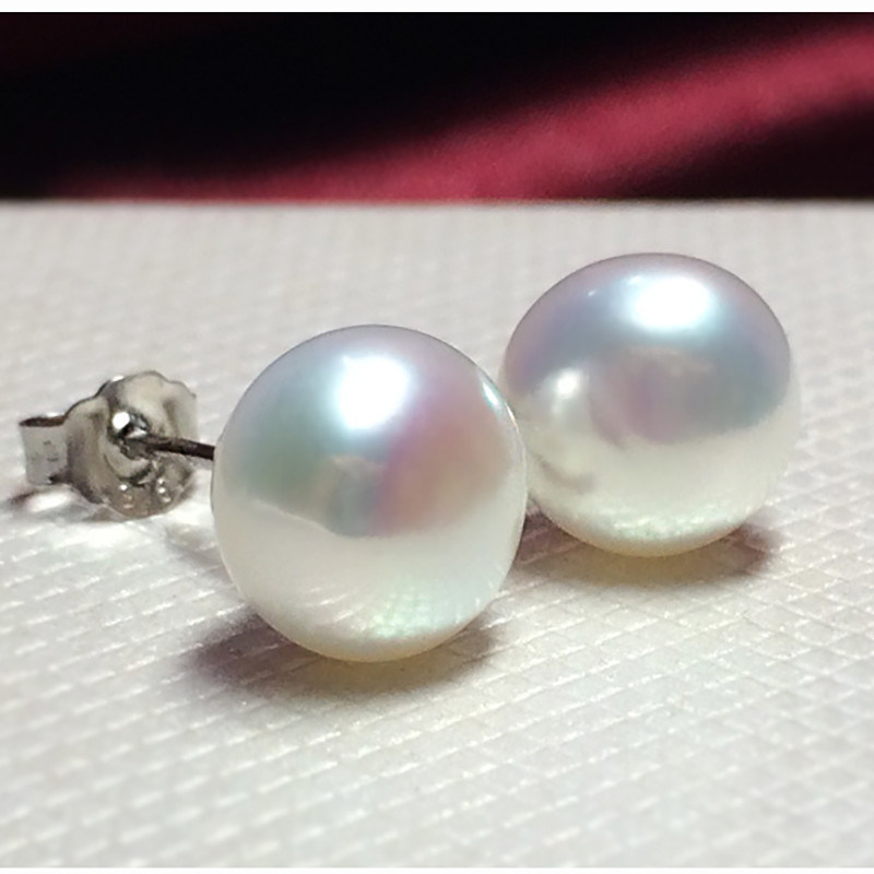 Women Fashion Jewelry Freshwater Pearl 925 Sterling Silver Stud Earrings
