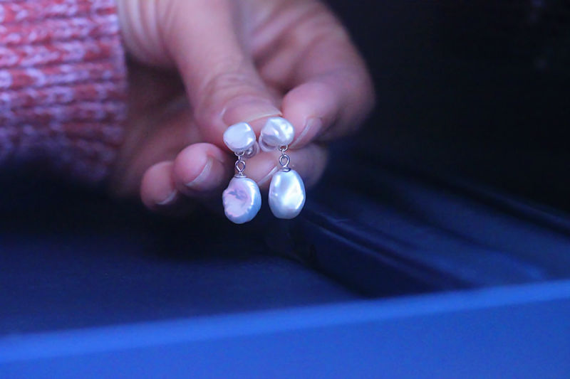 Fashion Pearl Jewelry Double Pearls Natural Genuine Baroque Keshi Freshwater Pearl Earrings