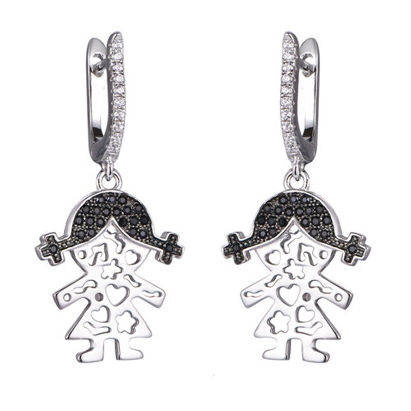 Simple Earring Pendant Silver Jewelry Set for Boys