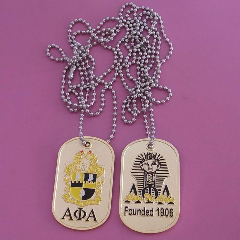 Customized Fraternity and Sorority Dog Tag Necklace with Ball Chain
