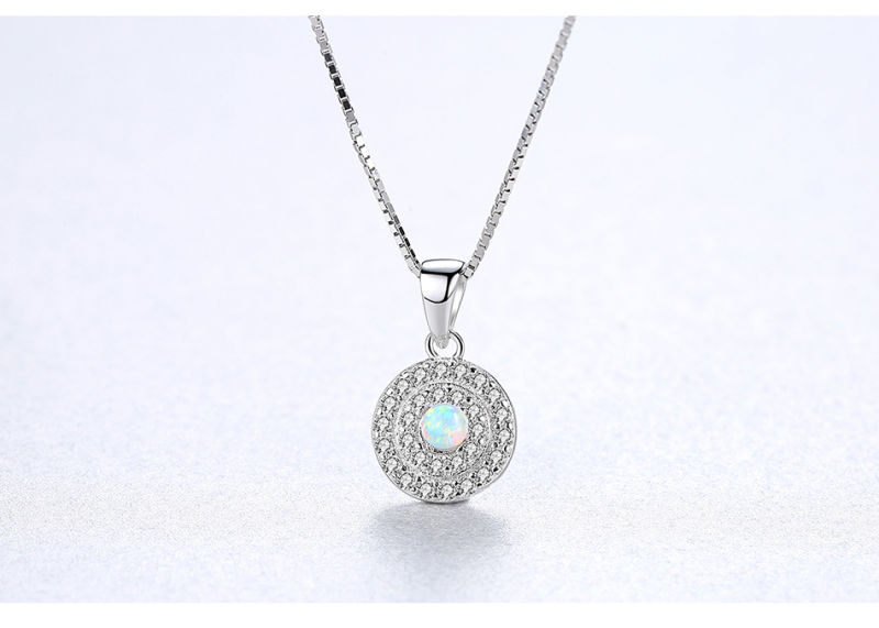 Luxury 925 Sterling Silver CZ Opal Initial Pendant Necklace