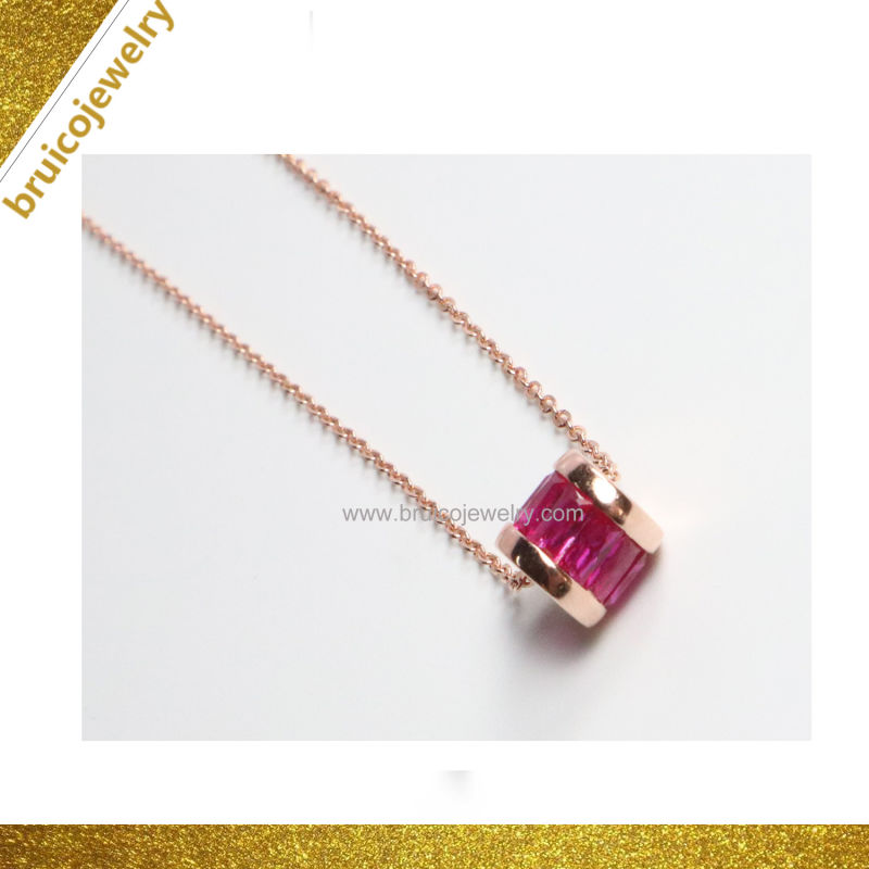 Custom 9K Gold Plated Necklace with Synthetic Gemstone Chain Necklace for Girls Fancy Charm Necklace