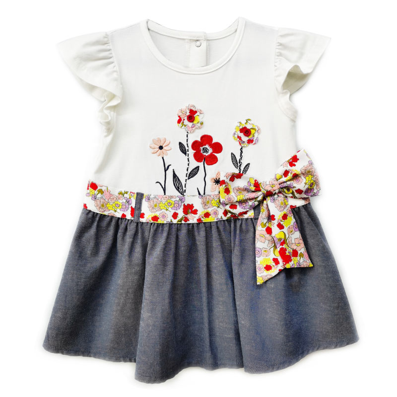 Girl Apparel Girl Clothes Girl Flower Dresses Girls Ruffle Dresses Floral Embroidery Applique Bow Dress
