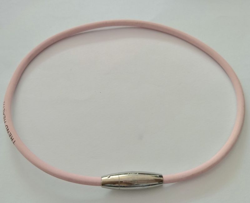 Stainless Steel Leather Jewelry Female Pink Necklace