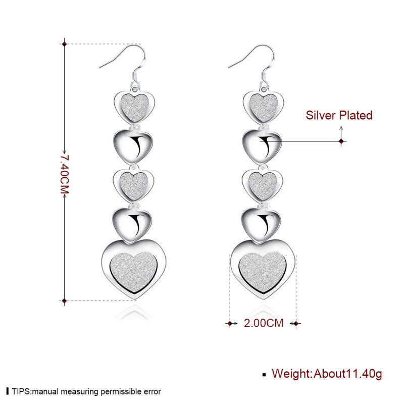 Hotsale Heart Shape Silver Earrings Silver Plated Heart Girls Earrings