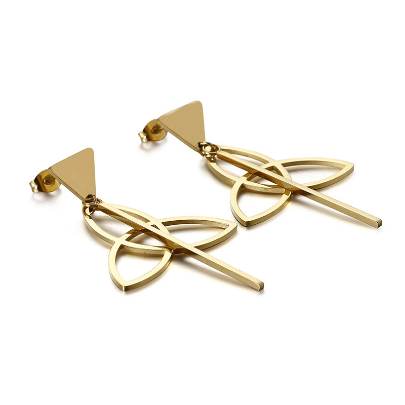 Geometric Triangle Gold-Plated Stainless Steel Earrings Stud