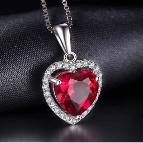 Fashion 925 Sterling Silver Jewelry Wedding/Engagement Necklace Pendant with Gemstone Ruby