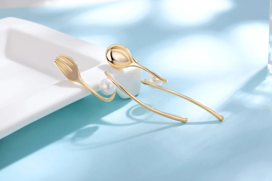 Gold Tone Dangle Earrings for Women Fork and Spoon Dangling Drop Earring Girls Gift